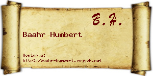 Baahr Humbert névjegykártya